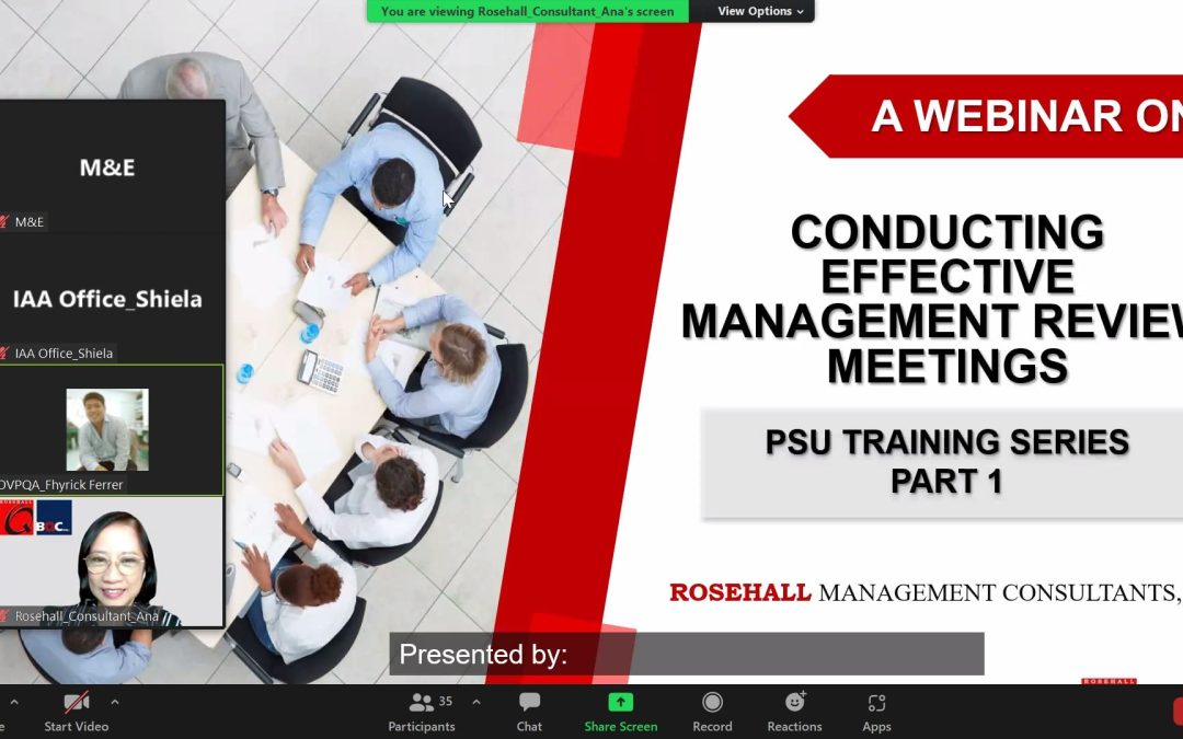 Conducting Effective Management Review Meetings: Series of training by Rosehall